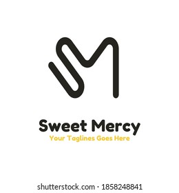 Carta Creativa Moderna Con Logo Monograma S M Con Relación Dorada. Diseño inicial Vector Simple Luxury