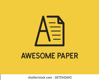 Carta A y papel con logotipo de Monograma moderno creativo. Diseño inicial Vector Simple Luxury