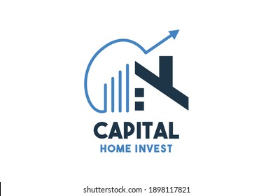 Creative Modern Monogram Logo Letter C and Home Invest. Vector Simple Luxury Initial Design