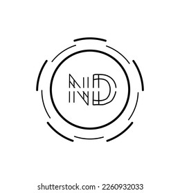 Creative Modern Monogram N D Logo Letter in Circle . ND Letter Logo Design Template Vector Illustration.