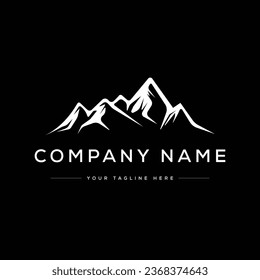 Logo Creativo Moderno De Montaña. Logo en blanco y negro. Usable para logotipos de empresas. Elemento de plantilla de diseño de logotipo de vectores planos