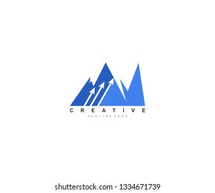 Creative Modern Mountain with Three Arrow Logo Design