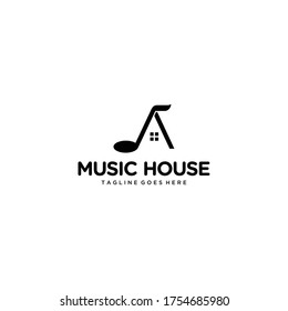 Creative modern music house vector logo design template