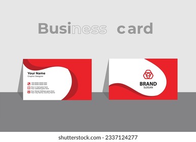 Creative modern name card and business card. Red Modern creative business card and name card, horizontal simple clean template vector design, layout in rectangle size. 