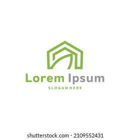 creative Modern natural leaf icon design house logo concept icon template, green leaves eco home, vector logo design template.