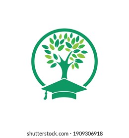 Creative modern nature Education logo design. Graduation cap and tree icon logo.	