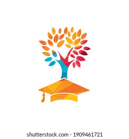 Creative modern nature Education logo design. Graduation cap and tree icon logo.	