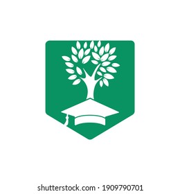 Creative modern nature Education logo design. Graduation cap and tree icon logo.	