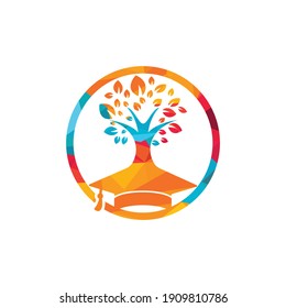 Creative modern nature Education logo design. Graduation cap and tree icon logo.	
