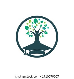 Creative modern nature Education logo design. Graduation cap and tree icon logo.	

