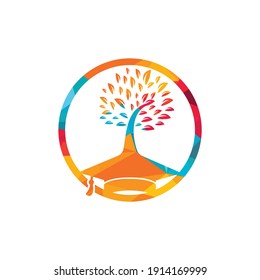 Creative modern nature Education logo design. Graduation cap and tree icon logo.	