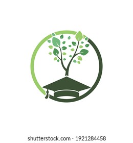 Diseño del logotipo de Educación de naturaleza moderna y creativa. Logo del icono de árbol y del tapón de graduación.	
