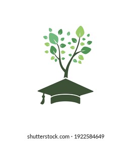 Creative modern nature Education logo design. Graduation cap and tree icon logo.	
