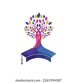 Diseño del logotipo de Educación de naturaleza moderna y creativa. Logo del icono de árbol y del tapón de graduación.