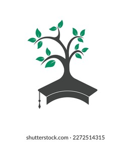 Creative modern nature Education logo design. Graduation cap and tree icon logo.	