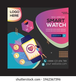 Creative modern new arrivar shart watch social media post design vector