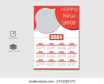 Creative modern New year 2024 calendar design template