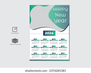 Creative modern New year 2024 calendar design template