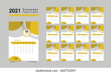 Creative and Modern New Year Calendar, 2021 Wall Calendar Design Template