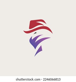  creative modern ninja with red hat logo design template