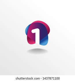 Creative and Modern Number 1 Logo , Icon , Symbol with Colorful Fluid Design