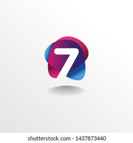 Creative and Modern Number 7 Logo , Icon , Symbol with Colorful Fluid Design