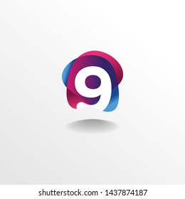 Creative and Modern Number 9 Logo , Icon , Symbol with Colorful Fluid Design