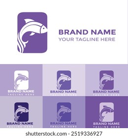 Logotipo moderno creativo del pez de la letra de O con el Vector colorido del icono