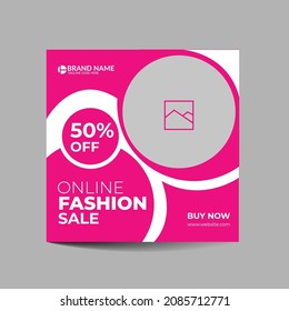 Creative Modern Online Fashion Sale Social Media Post design with a4 size vector layout template