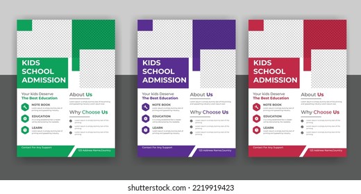 Creative and modern online school education admission flyer poster template