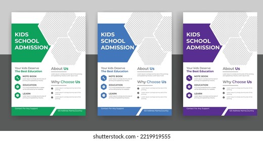 Creative and modern online school education admission flyer poster template