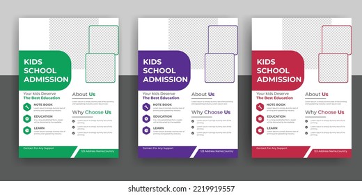 Creative and modern online school education admission flyer poster template