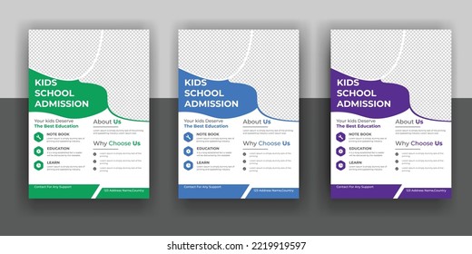 Creative and modern online school education admission flyer poster template