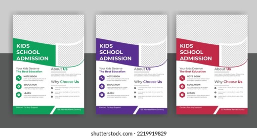Creative and modern online school education admission flyer poster template