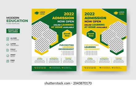Creative and modern online school kids education admission flyer poster template