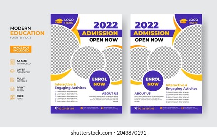 Creative and modern online school kids education admission flyer poster template