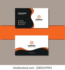 Creative modern orange shape business card template design