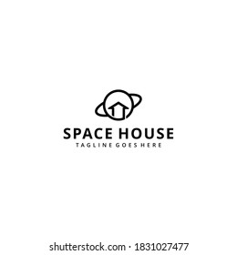 Creative modern orbit space globe World with house sign Logo Template vector illustration