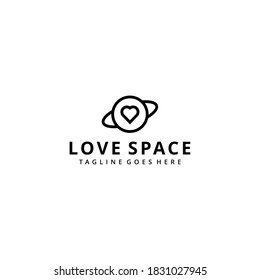 Kreative, moderne Weltraum-Welt mit Herz oder Liebe Logo Vorlage Vektorgrafik