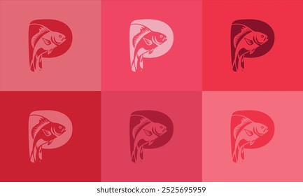 Icono moderno creativo del P, con el Vector colorido del icono 