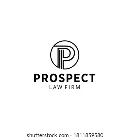 Creative modern P law firm connect with circle sign logo design template