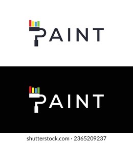 Logo Creativo Moderno de Pintura. Logo en blanco y negro. Usable para logotipos de empresas. Elemento de plantilla de diseño de logotipo de vectores planos