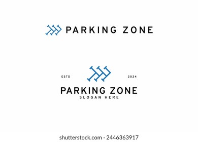 creative modern parking zone logo icon design vector background for garage, business and company. simple parking entrance, garage zone logo vector design template with outline, elegant and futuristic