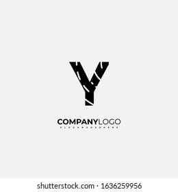 creative modern patterned business Y logotype simple design concept in black, vector illustration.