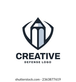 Plantilla de icono de vectores con el logotipo del Escudo de lápiz moderno creativo