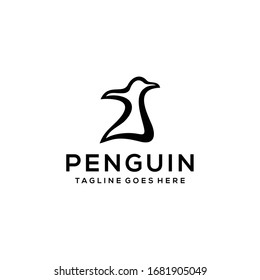 Creative modern penguin animal sign logo design template 