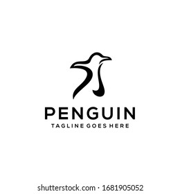 Creative modern penguin animal sign logo design template 