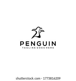 Creative modern penguin animal sign logo design template 