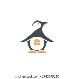 creative modern penguin home logo design vector illustration