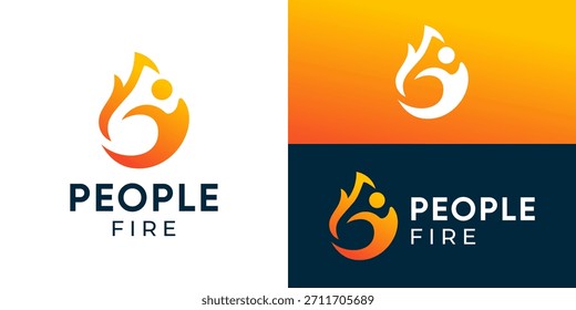 Kreative moderne Menschen Feuer Logo Vorlage. Brennen Flammen Feuer heiß mit Menschen Mensch Logo Design Vektorgrafik.